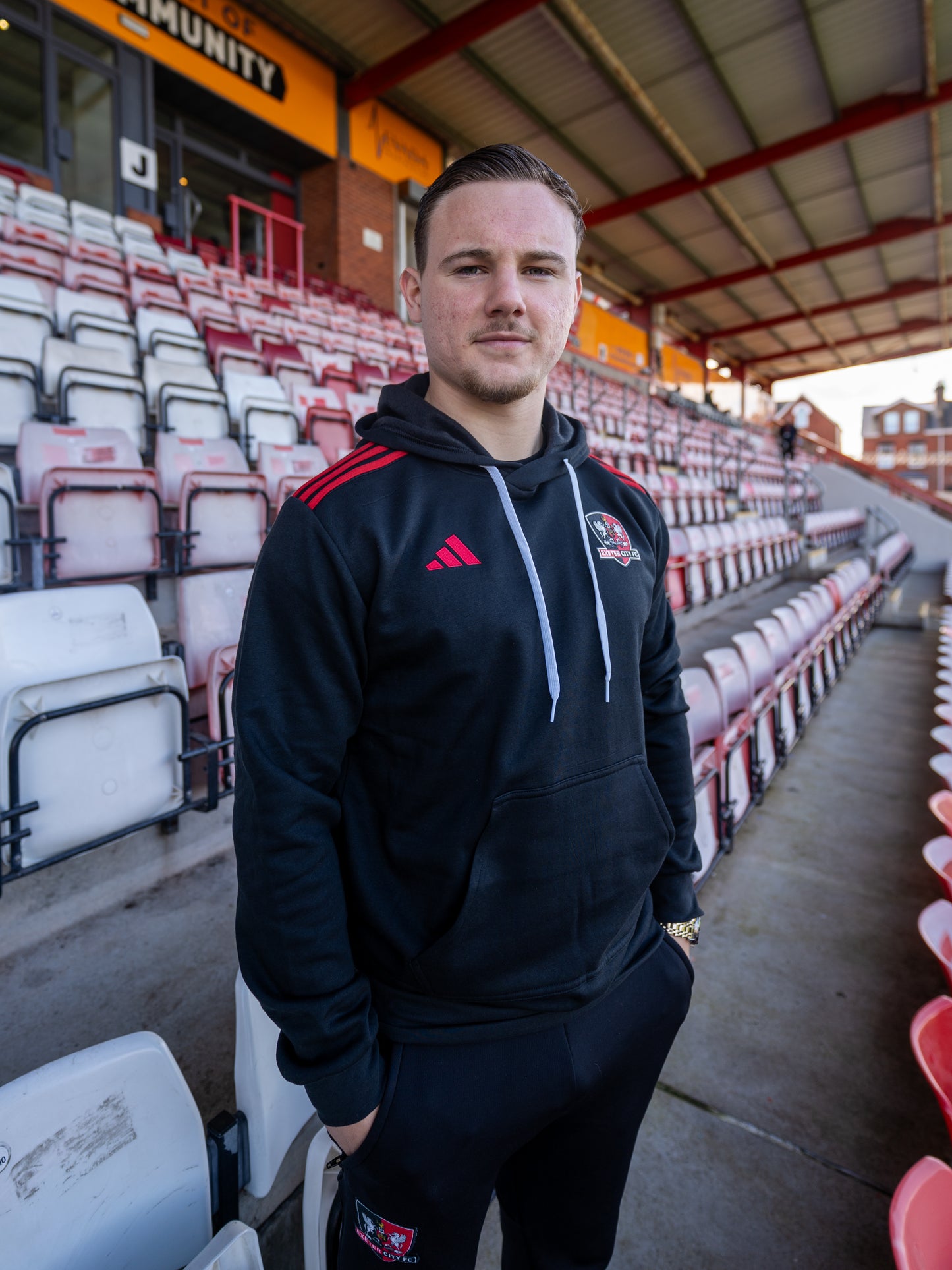 Exeter City x Adidas Black & Red Hoodie - Youths