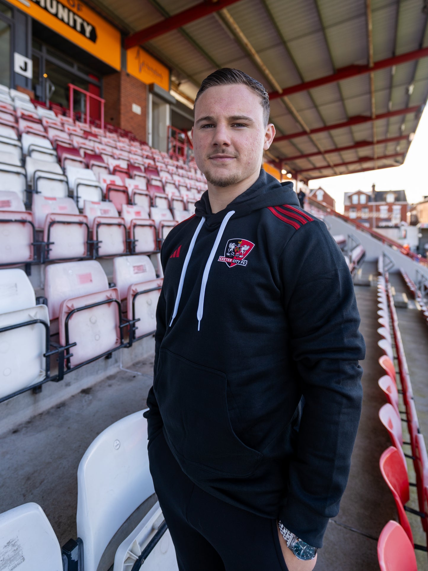 Exeter City x Adidas Black & Red Hoodie - Adults
