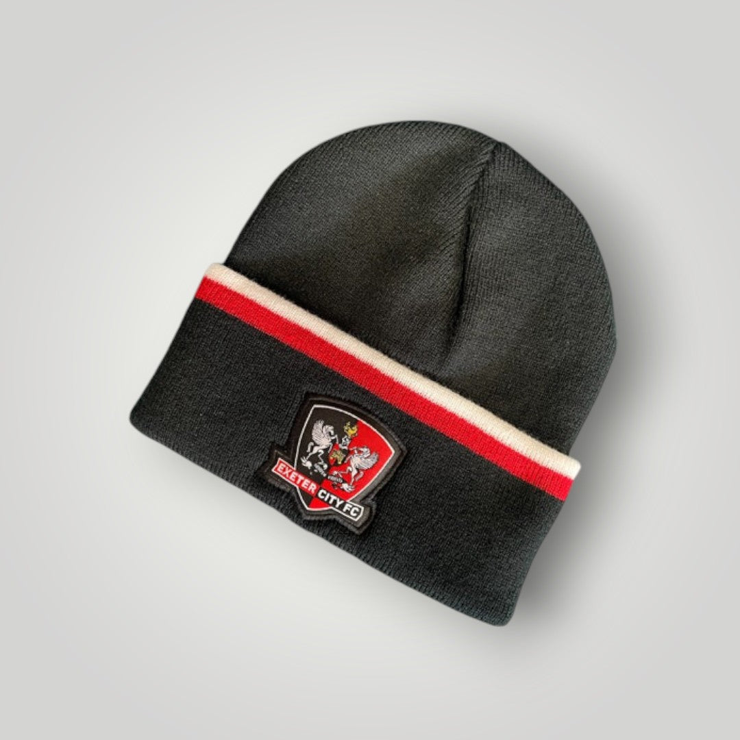 ECFC Black Beanie Red & White Trim