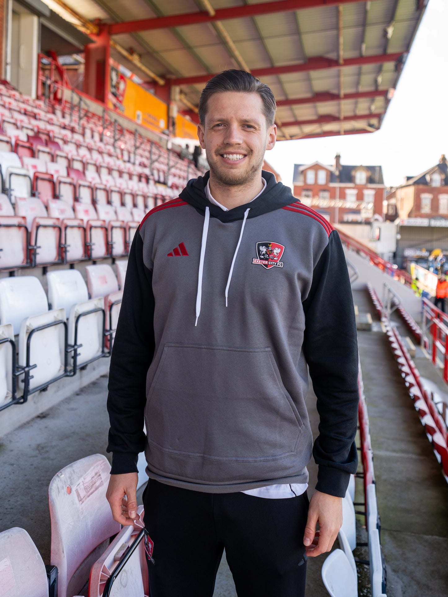 Exeter City x Adidas Grey & Red Hoodie - Adults