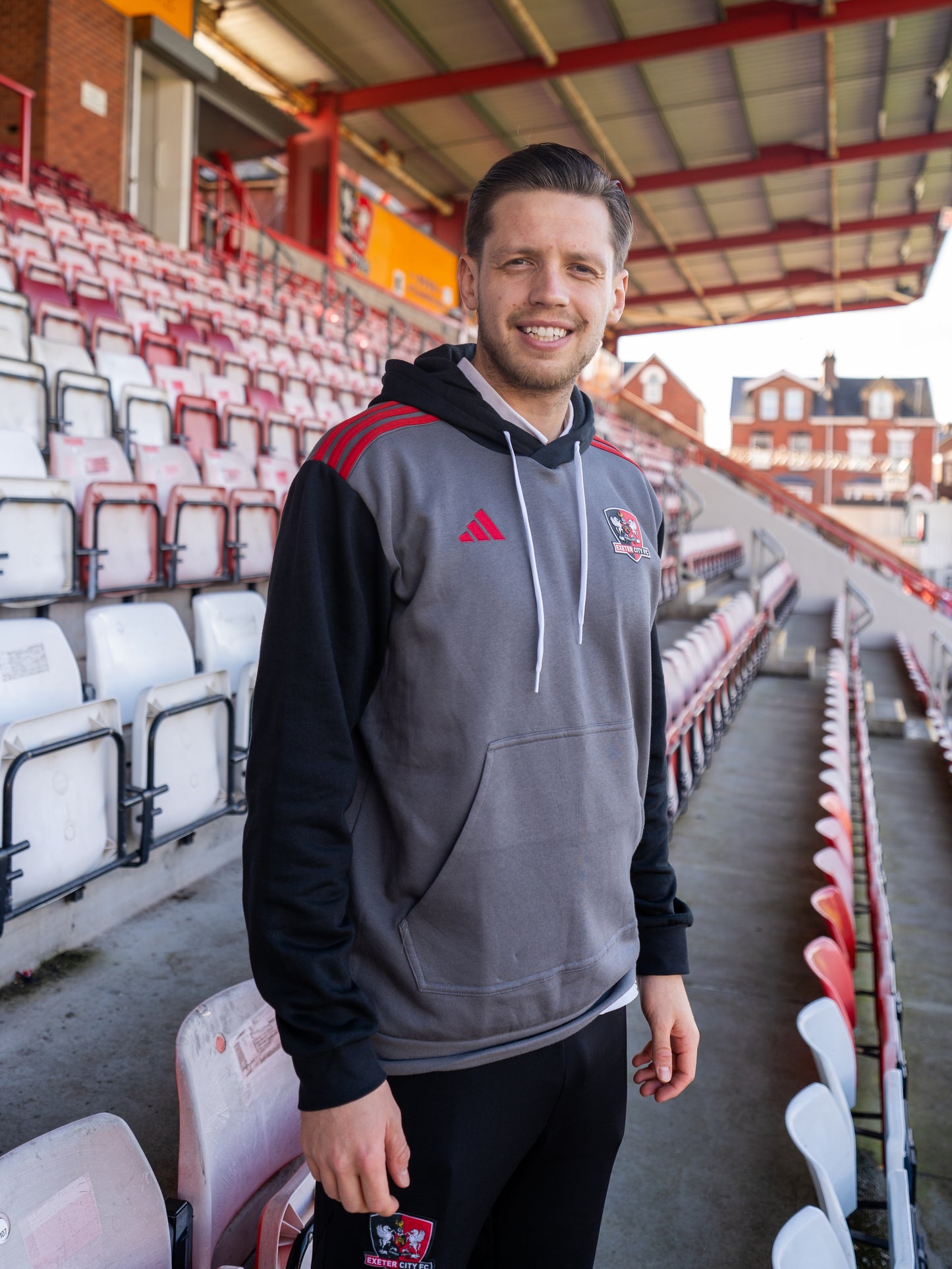 Exeter City x Adidas Grey & Red Hoodie - Adults