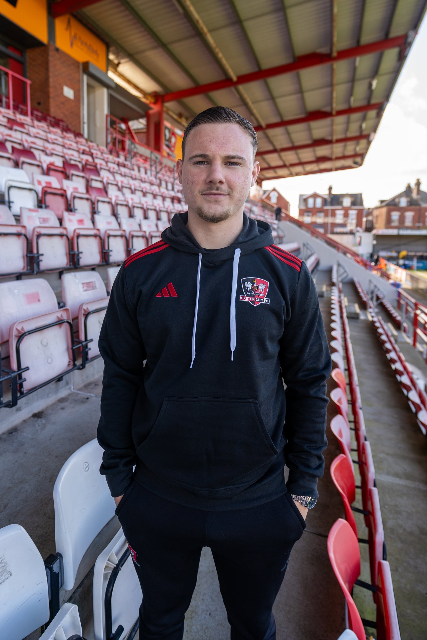 Exeter City x Adidas Black & Red Hoodie - Youths