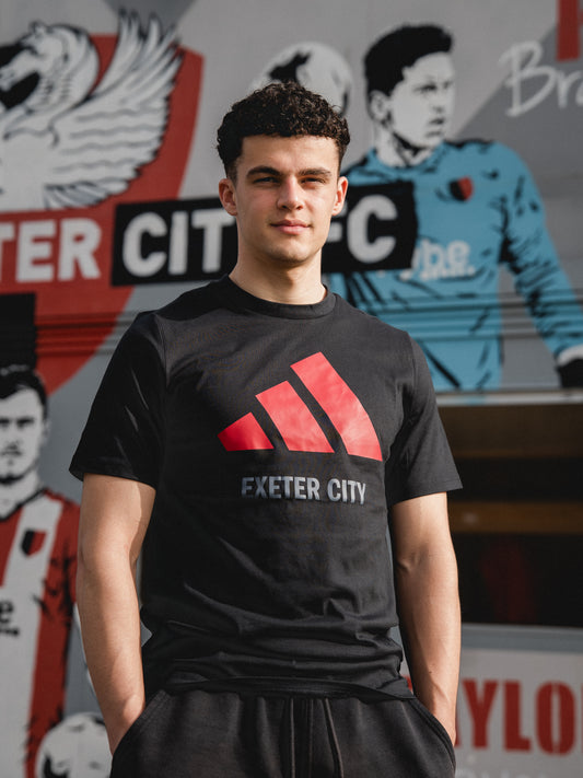 Exeter City x Adidas Black Logo Tee - Adult