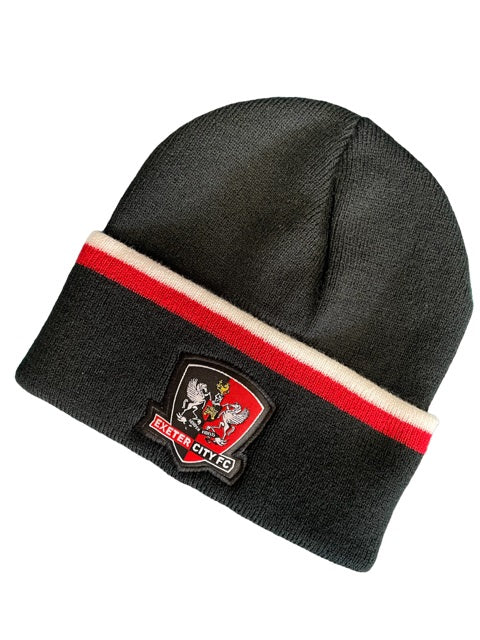 ECFC Black Beanie Red & White Trim